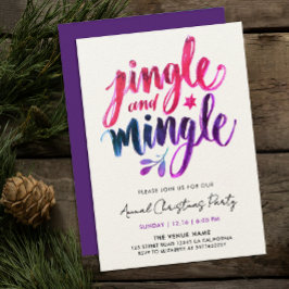 Convite Jingle And Mingle Moderno Roxo Rosa Script