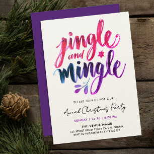 Convite Jingle And Mingle Moderno Roxo Rosa Script