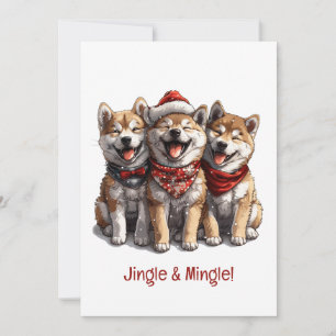 Convite Jingle And Mingle Natal Shiba Inu Cachorros do Pap
