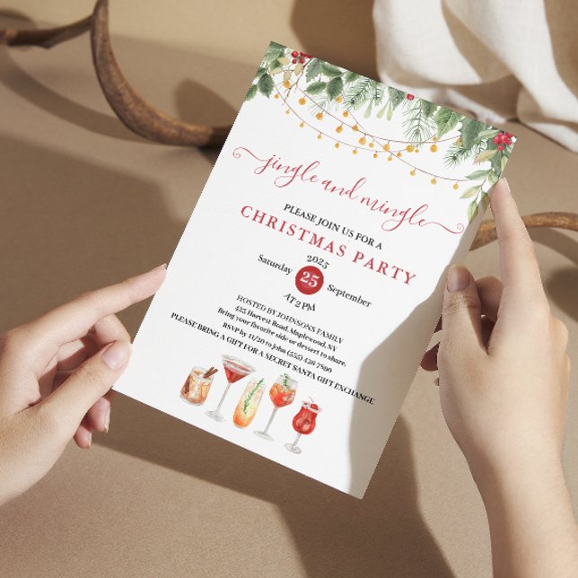 Convite  jingle and Mingle String Christmas Cocktail Party (jingle and Mingle String Christmas Cocktail Party Invitation)