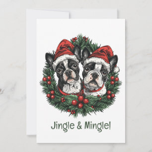 Convite Jingle E Mingle Christmas Boston Terrier Dogs