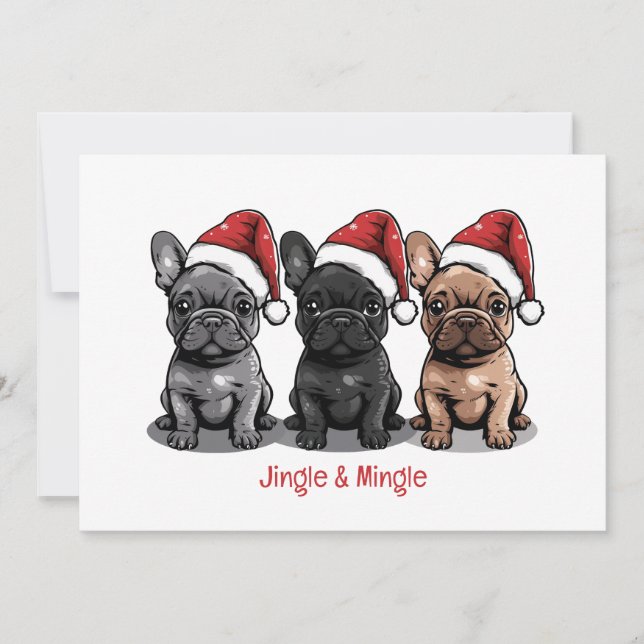 Convite Jingle E Mingle Christmas Buldog Francês (Frente)