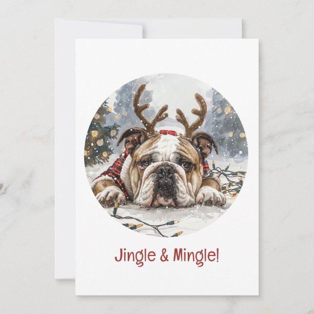 Convite Jingle E Mingle Christmas Buldogue (Frente)