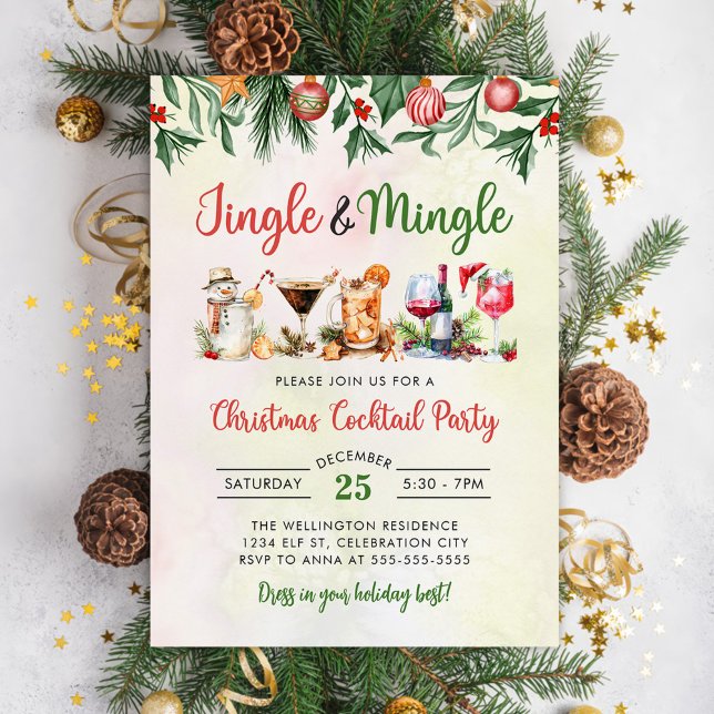 Convite Jingle E Mingle Christmas Cocktail Party (Criador carregado)