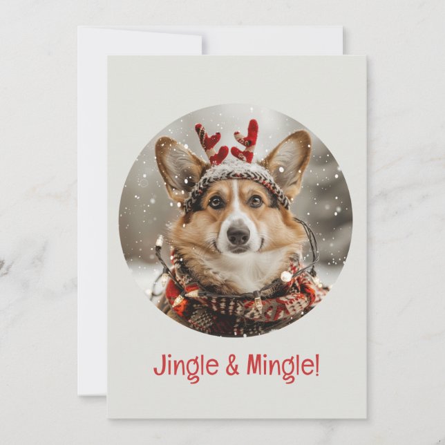 Convite Jingle E Mingle Christmas Welsh Corgi Dog (Frente)