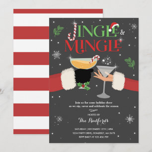 Convite Jingle E Mingle Convidam Feriado Partido Cocktail