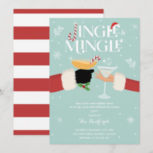 Convite Jingle E Mingle Convidam Feriado Partido Cocktail