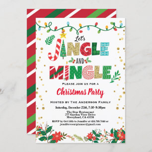 Convite Jingle e Mingle, Festa de Natal, branco e ouro