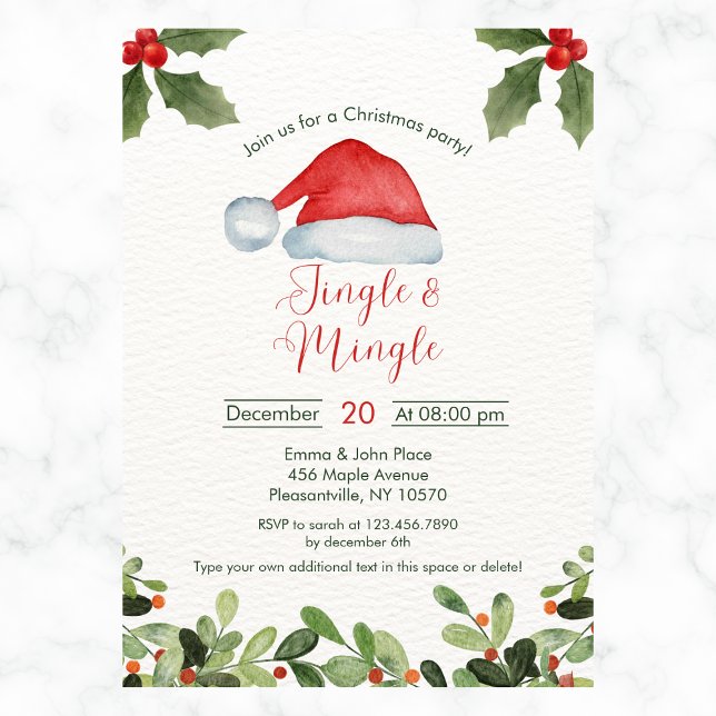 Convite Jingle e Mingle Watercolor Party (Criador carregado)