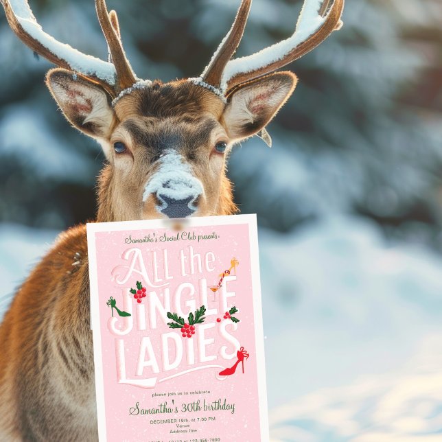 Convite Jingle Ladies Night Out Modern Pink Pastel Holiday (Jingle Ladies Night Out Modern Pink Pastel Holiday Invitation )