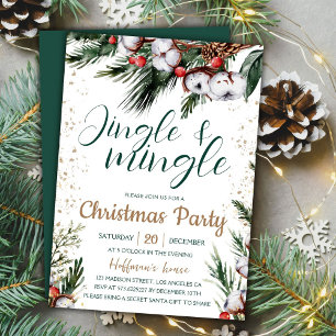 Convite Jingle & Mingle Festa de Natal com Verde Pinheir