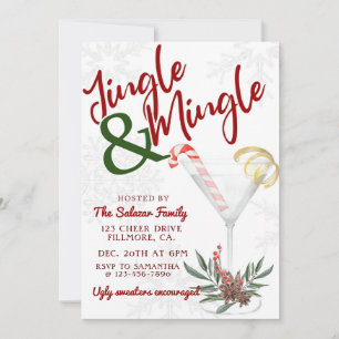 Convite Jingle & Mingle, Festa de Natal, Coquetel de Féria