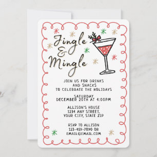 Convite Jingle & Mingle Hand Desenhado Festa de Natal