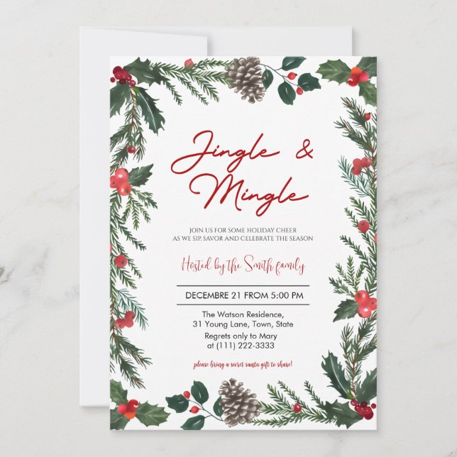 Convite Jingle & Mingle Holiday Christmas   (Frente)