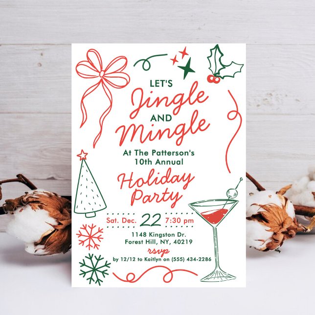 Convite Jingle & Mingle | Holiday Cocktail Party (Criador carregado)