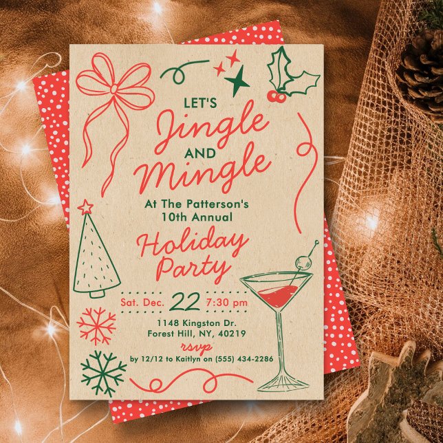 Convite Jingle & Mingle | Holiday Cocktail Party (Criador carregado)