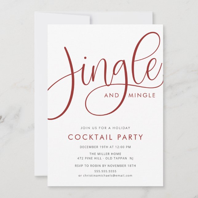 Convite Jingle & Mingle Holiday Cocktail Party (Frente)