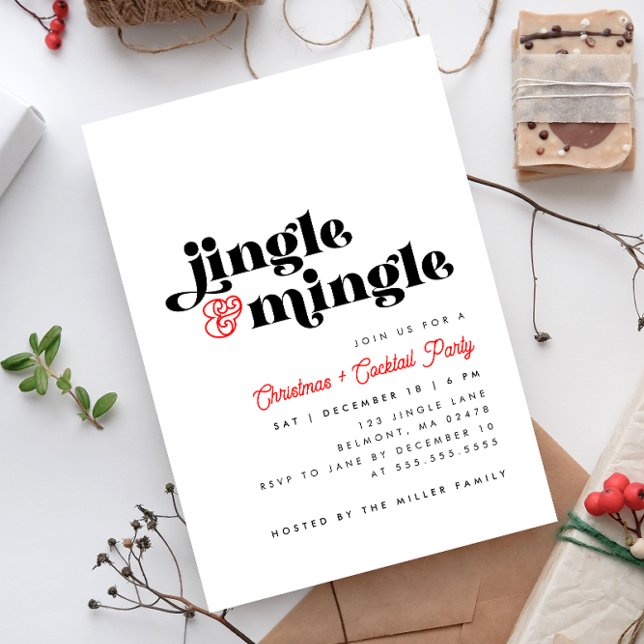 Convite Jingle Mingle Modern Christmas Cocktail Party (Criador carregado)