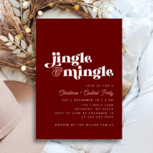 Convite Jingle Mingle Modern Maroon Holiday Partido Cockta