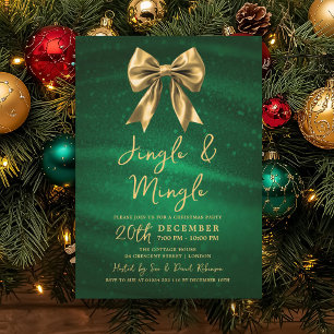Convite Jingle Mingle Natal Dourado Arco Prata Verde