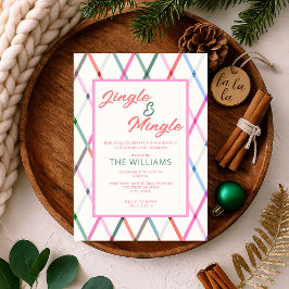 Convite Jingle Mingle Pastel Checkered Patterno Natal