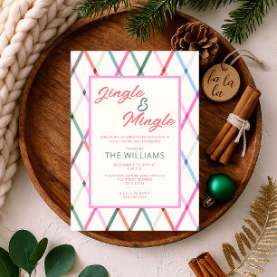 Convite Jingle Mingle Pastel Checkered Patterno Natal