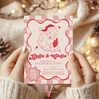 Convite Jingle & Mingle Retro Christmas Friendmas Party