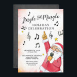 Convite Jingle Mingle Singing Papais noeis Feriado<br><div class="desc">Bonita Mingle & Jingle cantando o Partido Santa Feriado com um quadro negro de coordenação de volta.</div>