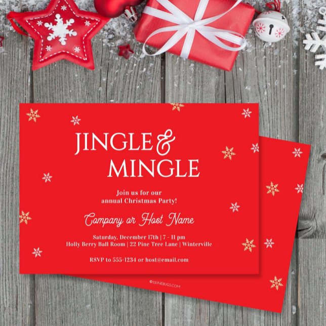 Convite Jingle & Mingle Snowflakes Red Christmas Party (Criador carregado)