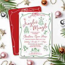 Jingle Mingle Vermelho Verde Desenhos de Mão Natal