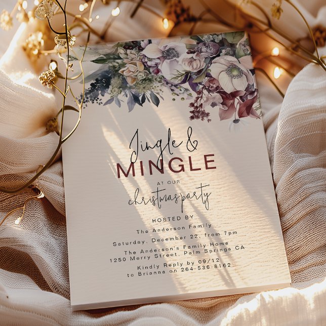 Convite Jingle & Mingle Winter Floral Christmas Party (Criador carregado)