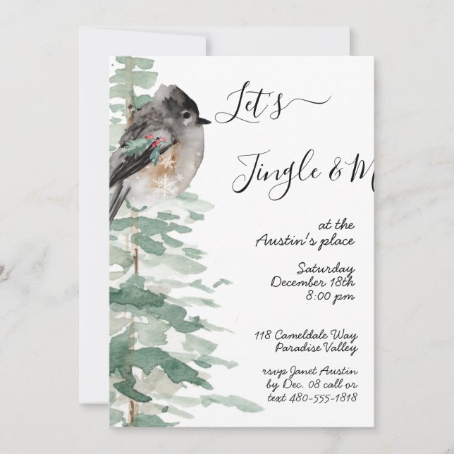 Convite Jingle Mingle Woodland Tree & Bird Party (Frente)