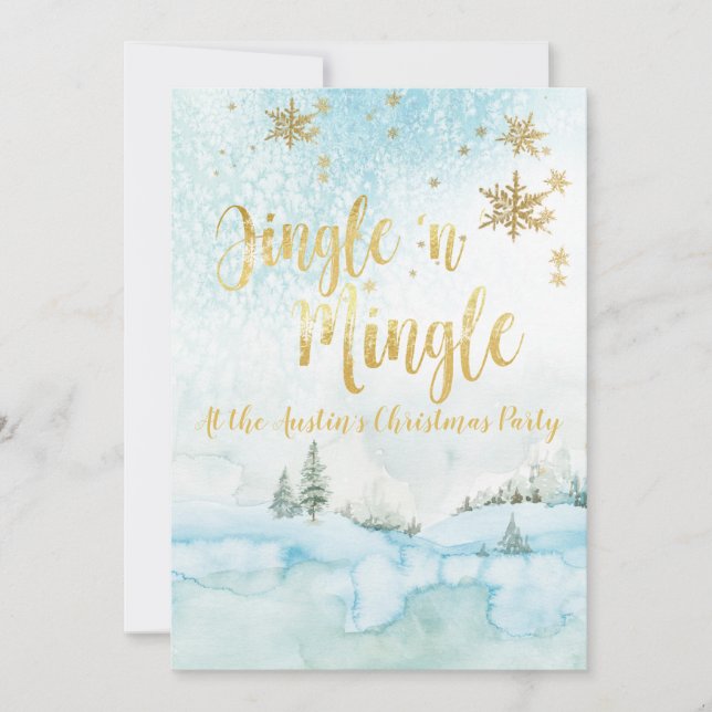 Convite Jingle 'n MIngle Winter Scense Party (Frente)