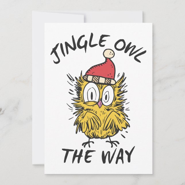 Convite Jingle Owl o caminho Funny Santa Owl (Frente)