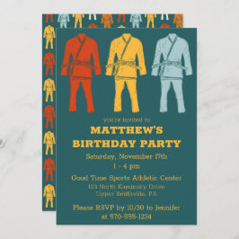 Convite Jiu Jitsu Gi Graphic Teal Boys Aniversário