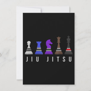 Convite jiu Jitsu    treinando xadrez, presente com texto.