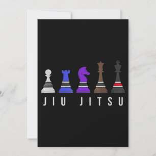 Convite jiu Jitsu    treinando xadrez, presente com texto.