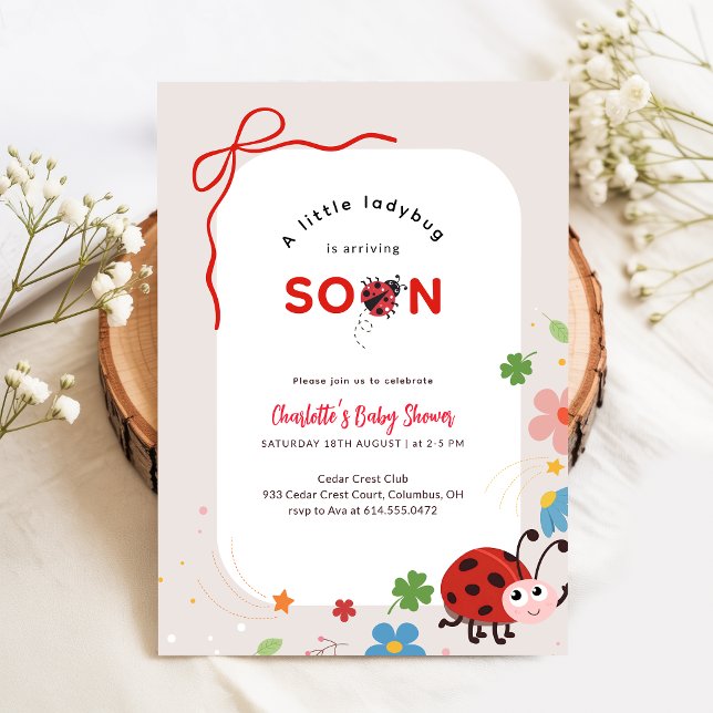 Convite Joaninha Floral Baby Shower (Criador carregado)