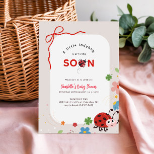 Convite Joaninha Floral Baby Shower