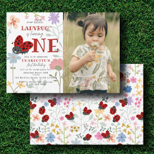 Convite Joaninhas Fofas Flores Silvestres 1º Primeiro Aniv
