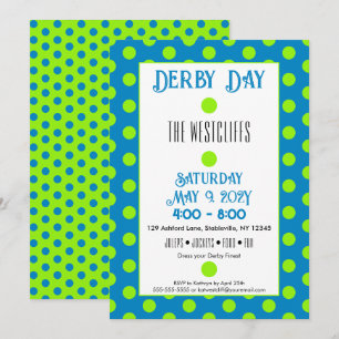 Convite Jockey Bolinhas de Seda Verde e Azul Derby