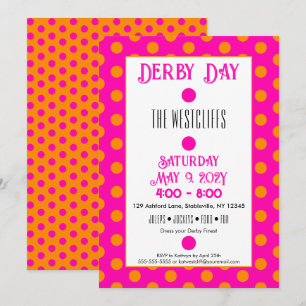 Convite Jockey Seda Pontos Quentes Rosa e Laranja Derby