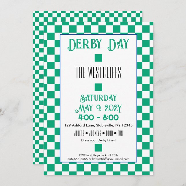 Convite Jockey Silk Bloqueia Verde e Branco Derby (Frente/Verso)