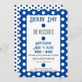 Convite Jockey Silk Dots Blue and White Derby Party