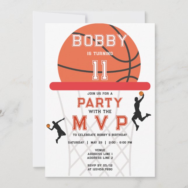 Convite Jogador de basquete de Jumpman Theme White MVP Ani (Frente)