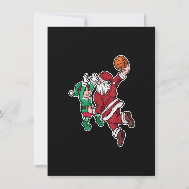Convite Jogador de basquete de Natal engraçado Papai Noel  (Frente)