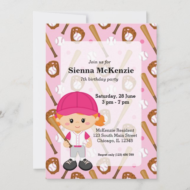 Convite Jogador de beisebol (Frente)