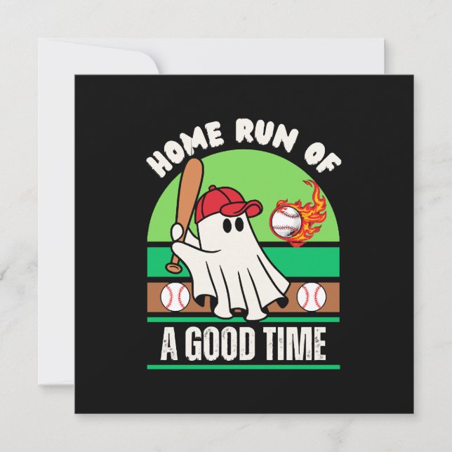 Convite Jogador de beisebol fantasma de Halloween (Frente)