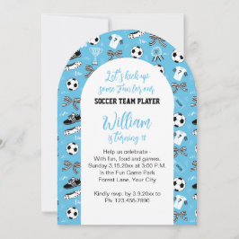 Convite Jogador de futebol festa de aniversário azul