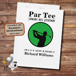 Convite Jogador de Golfe aposentado balançando em aposenta